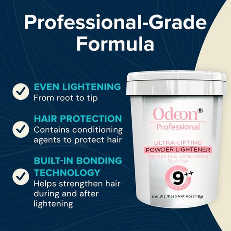 Odeon Ultra-Lifting Powder Lightener 4oz – Lifts Hair Up to 9+ Levels. Ideal for Balayage, Highlights & Full Bleaching. Smooth, Dust-Free Formula for Professional Results.