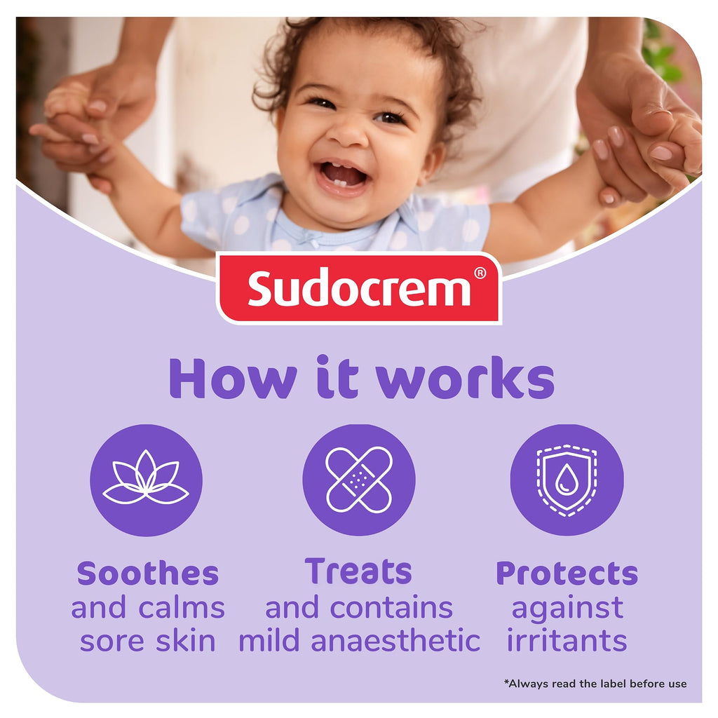 Sudocrem Diaper Rash Cream for Babies, Triple Action Zinc Oxide Baby Rash Cream, Soothing Skin Protectant for Diaper Care & Baby Skin, 4.4oz (125g)