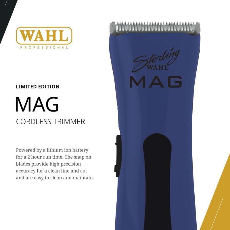Wahl Professional Sterling Mag Trimmer, Cordless, Lightweight and Quiet, 120 Minute Runtime with Charging Dock, Midnight Blue