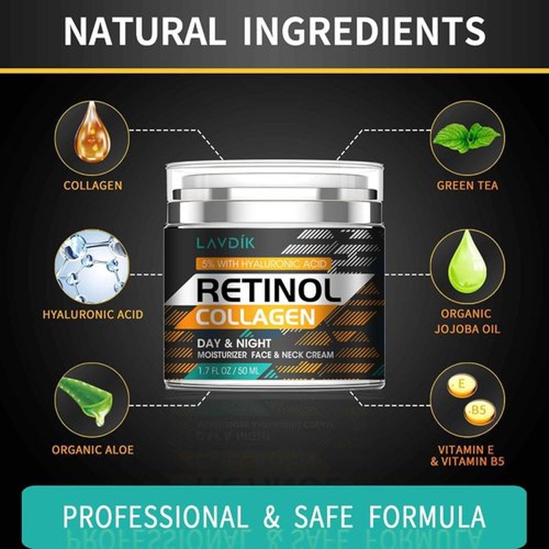 Skiennix Retinol Cream - Anti-Aging Moisturizer with Hyaluronic Acid for Men & Women | 1.7 Fl Oz
