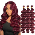 #99J Burgundy Bundles Human Hair Body Wave Bundles 26 28 30 Inch Wine Red Bundle Human Hair Extensions Unprocessed Virgin Remy Hair 3 Bundle 50 Gram Per Bundle