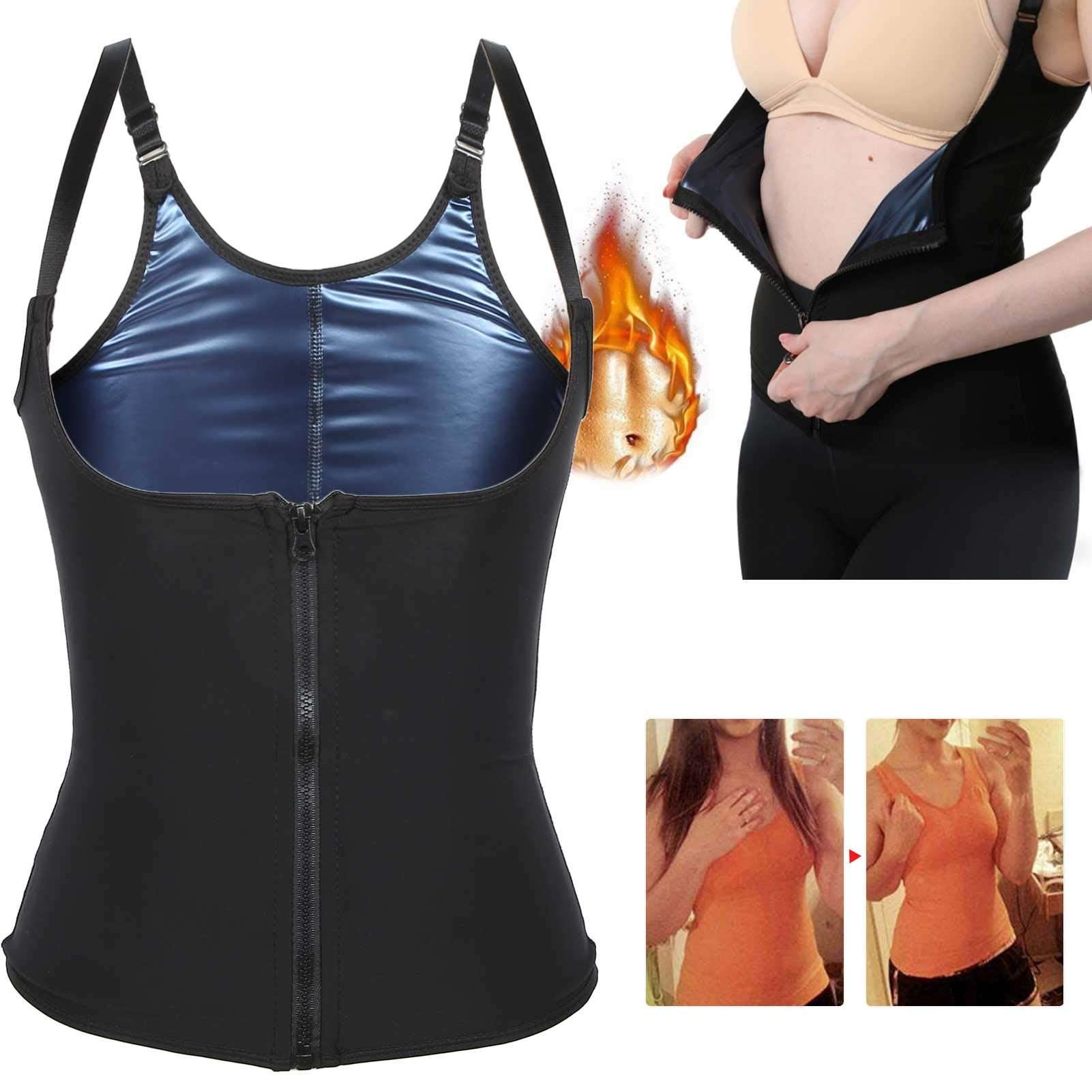 Women Waist Trainer Vest, Zipper Fitness Body Shaper Sweat Breathable Fat Burning Shapewear