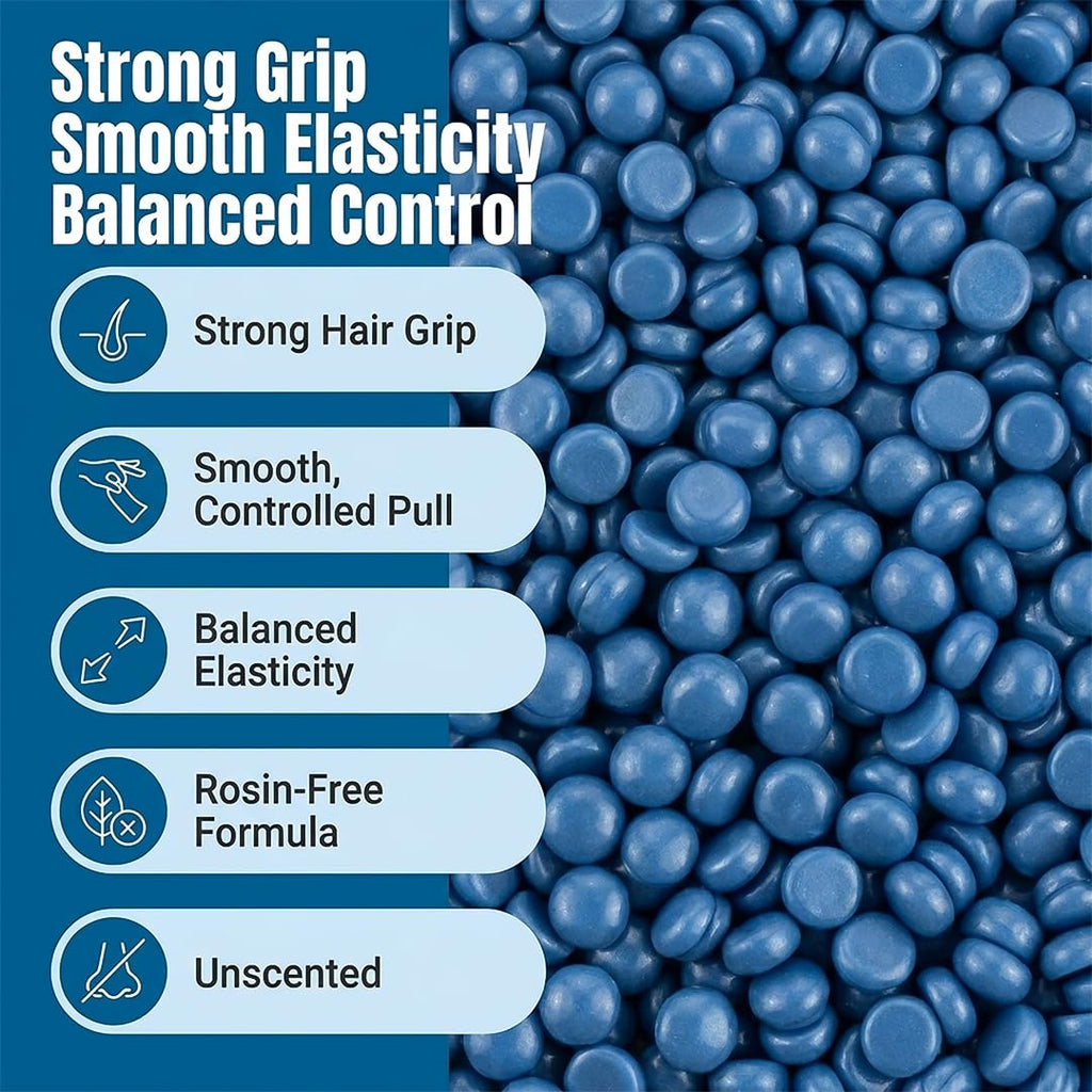Euro Blue Hard Wax Beads – Professional Stripless Blue Wax, Rosin-Free, Strong Grip & Balanced Elasticity – All-Purpose Salon Formula for Coarse Hair & Full Body Waxing – Unscented (2.2 lb (1 bag))
