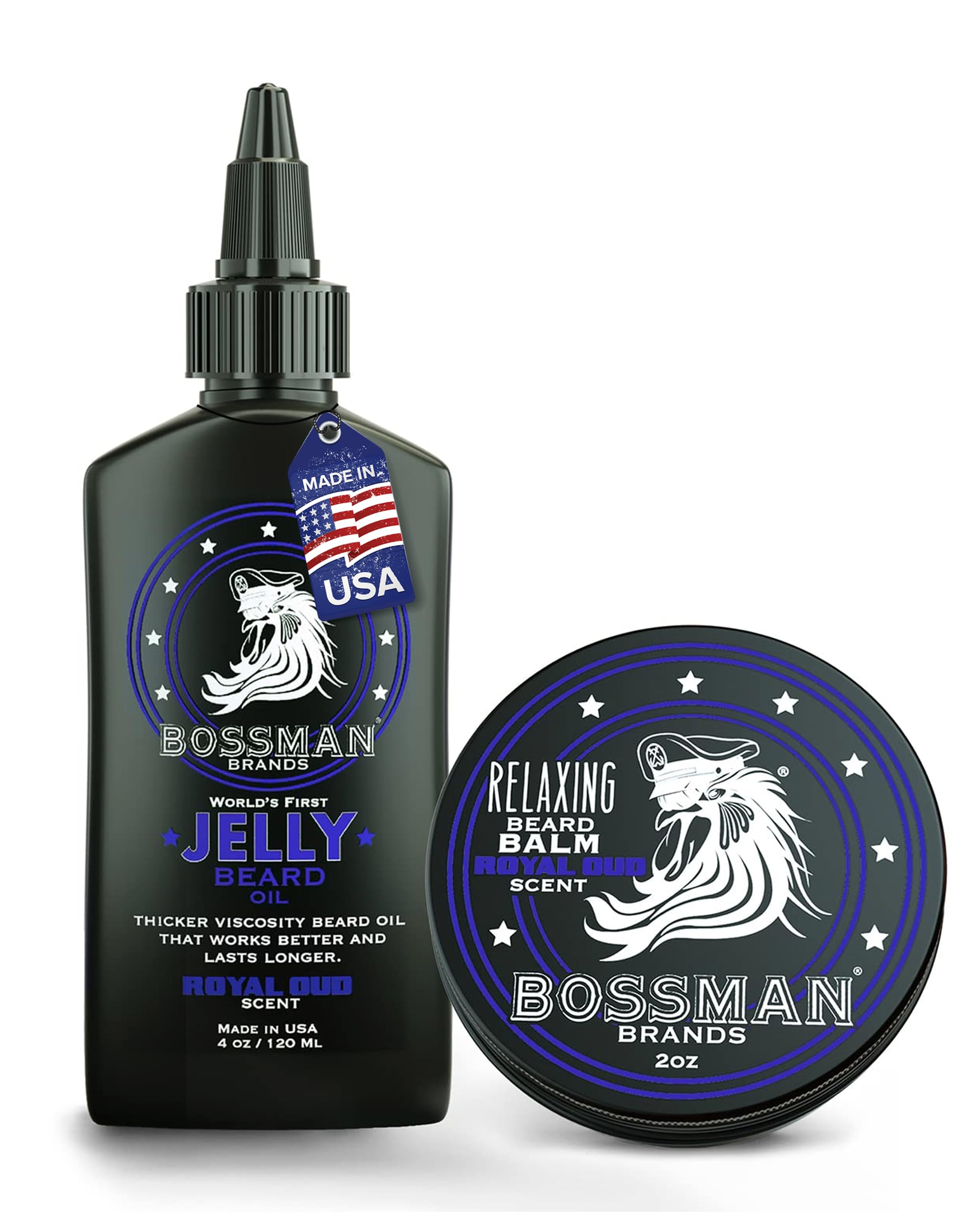 Bossman Jelly Beard Oil for Men & Beard Balm for Men Combo - Royal Oud Scent