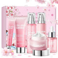 Collagen Sakura Skincare Gift Set, Cherry Blossom Skin Care Set for Teen Girls & Women, Moisturizing & Revitalizing Skin, 6Pcs Collagen Skin Care Routine Kits for Face, Korean Daily Skin Care
