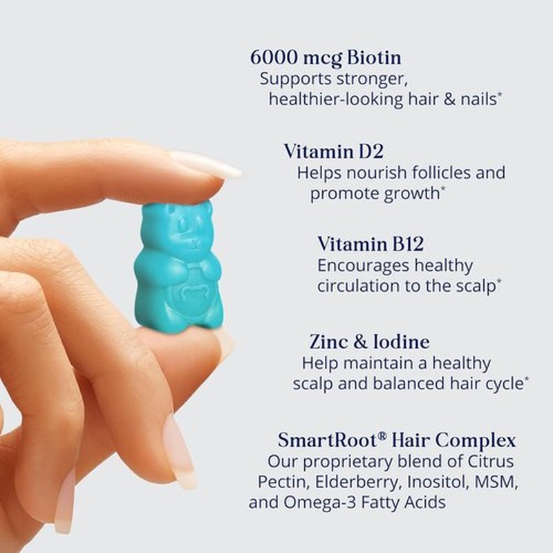 SugarBearPro Hair Vitamins - Extra Strength Biotin 6000mcg Gummies for Hair Growth | 1 Month Supply, Vegan & Kosher