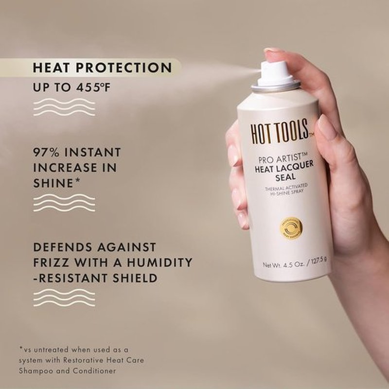 HOT TOOLS Heat Protectant Hi-Shine Spray - Instantly Boosts Shine, Reduces Frizz & Protects Hair from Heat Damage