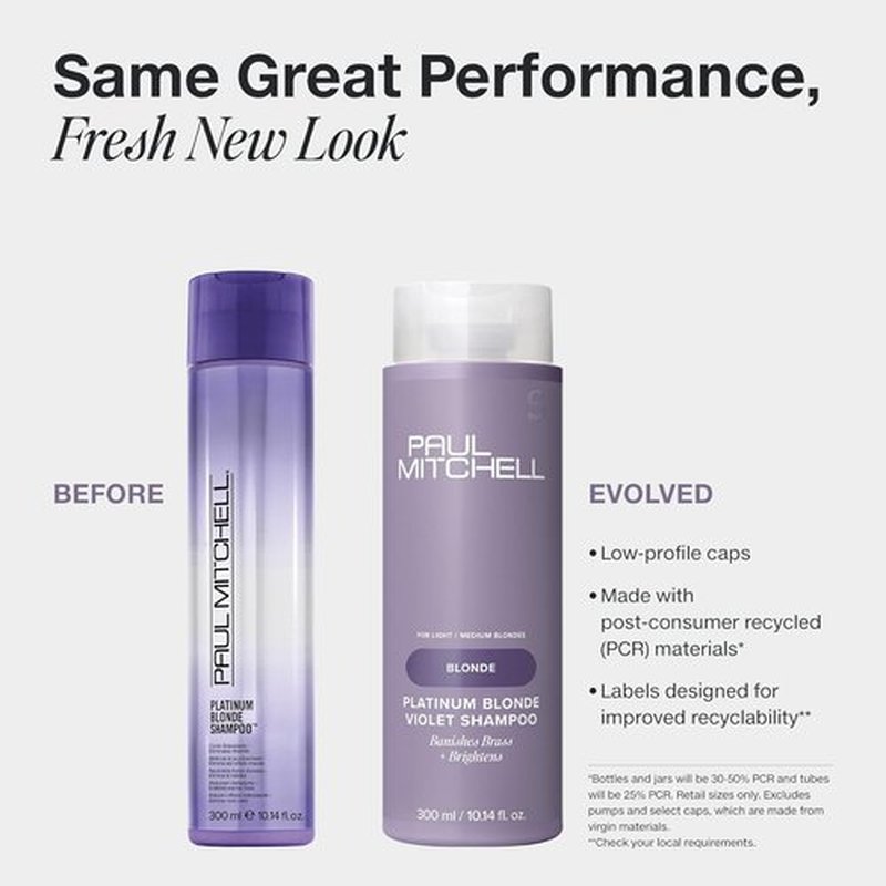 Paul Mitchell Platinum Blonde Violet Shampoo - Banish Brass, Brighten Light to Medium Blonde, Silver, Gray Hair