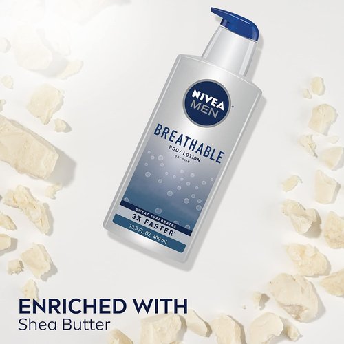 NIVEA MEN Breathable Body Lotion - 48-Hour Hydration for Men | 13.5 Fl Oz Bottle