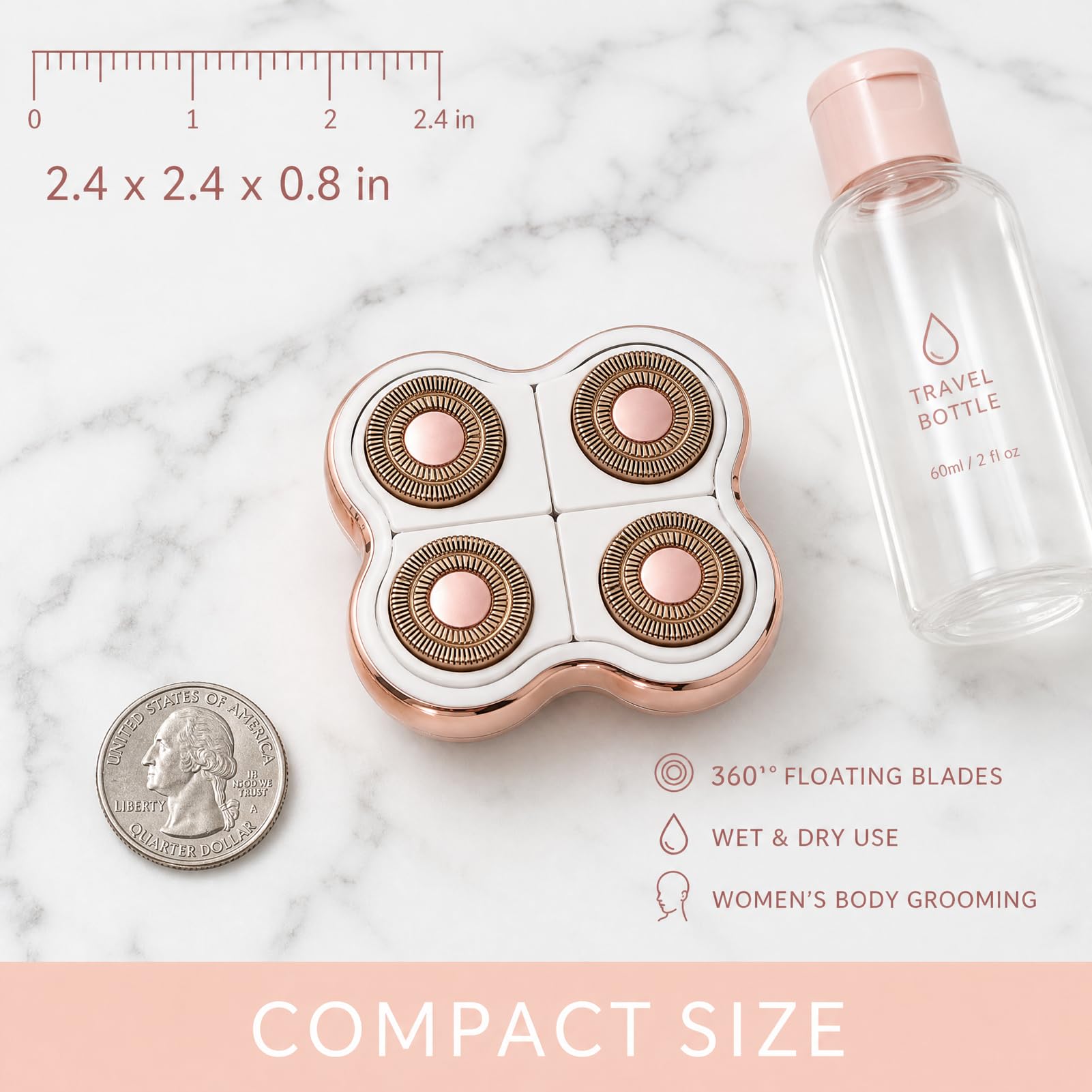 Hair Remover Replacement Head, 2. 4x2. 4x0. 8in Abs Electric Hair Remover Body Shaver Machine Head, Electric Shaver for Women with Versatile Use for Travel or Bath Time