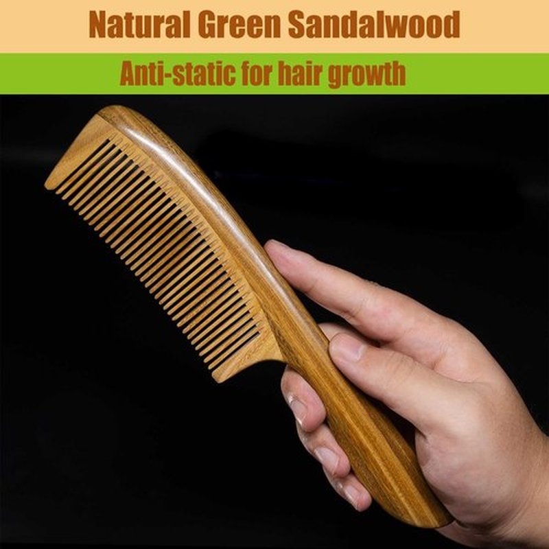 Moreinday Fine Tooth Comb, Wooden Beard Comb, Comb for Men - Green Sandalwood