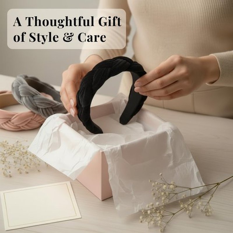 Dresyu Braided Headbands Velvet Headband for Women Soft Twisted Hair Hoop Non-Slip Wide Padded Hairband for Makeup, Washing Face, Daily Wear