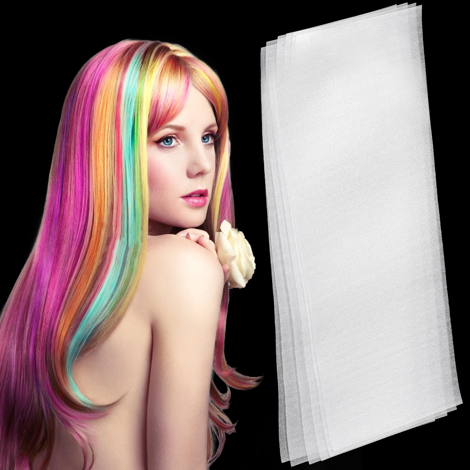 Yarlung 300 Pcs Hair Dye Paper Foam Hair Wraps, Professional Hair Dyeing Isolation Sheets, Hair Coloring Mesh Hair Highlighting Strips for Hair Styling Salon Barber