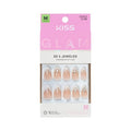 KISS GLAM Jeweled Press On Nails Almond, Applause, White, Medium, 32 Count