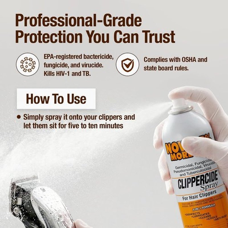 BARBICIDE Clipper Disinfectant Spray - 5-in-1 Cleaner, Lubricant & Rust Preventer | 15oz Professional Spray for Barbers, Stylists & Pet Groomers