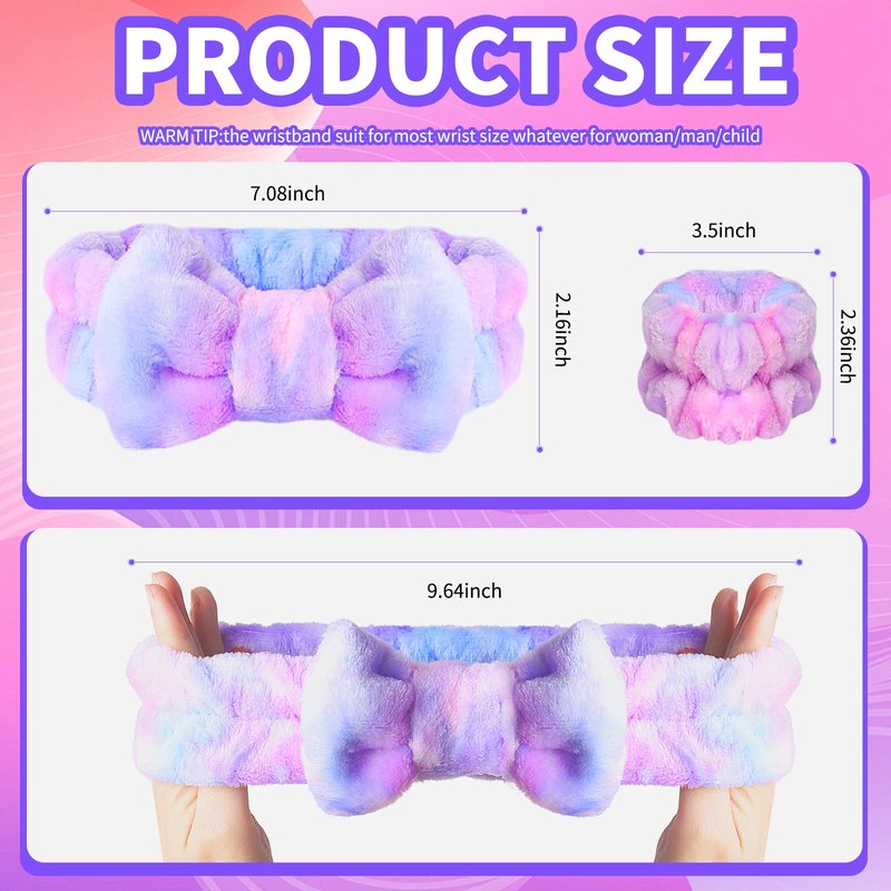 WSYUB Face Washing Headband and Wristbands Set, Headband and Writ Bands for Washing Face,Spa Headbands for Girls, 9pcs