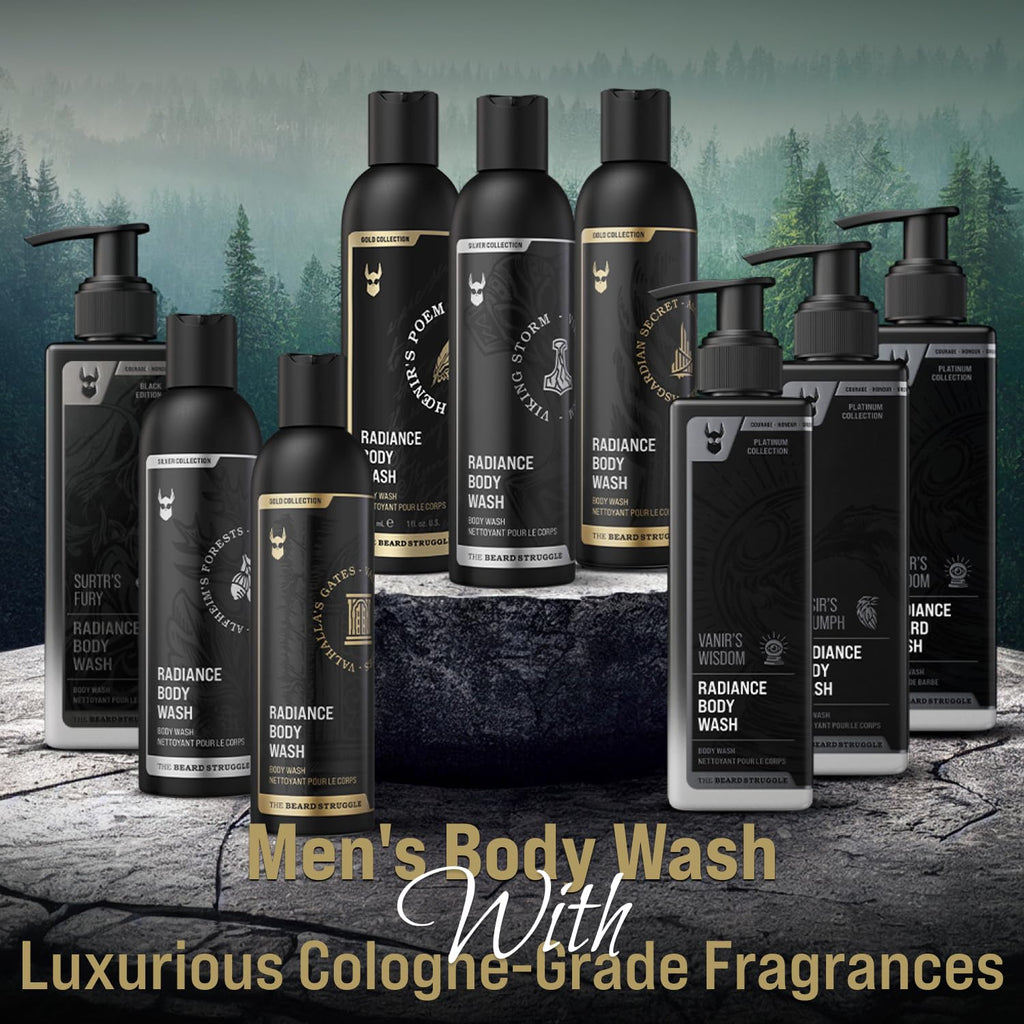 The Beard Struggle Men's Body Wash Valhalla's Gates - Gold Collection - Skin Cleaning Agent - Natural Body Wash - Shower Gel Liquid Soap - 240 mL / 8 US. fl. oz.