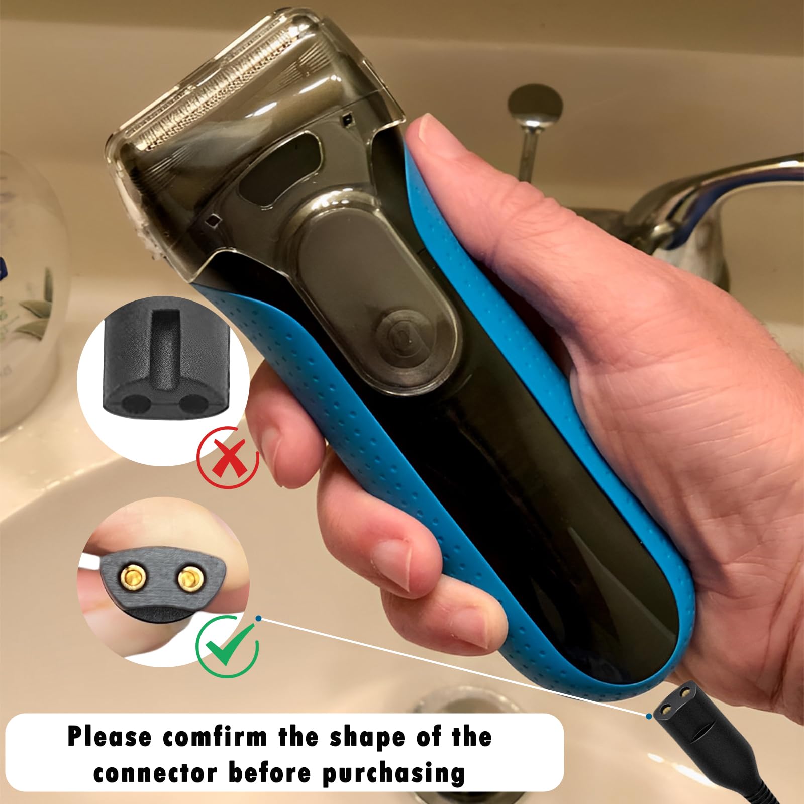 Liopif 12V Charger for Braun Series s3 s5 s6 s7 s8 s9 Shaver, Charger Cord Wall Power Adaptor Replacement Compatible with Braun Beard Trimmer Electric Razor 5544 Z20 5513 310s 3040s