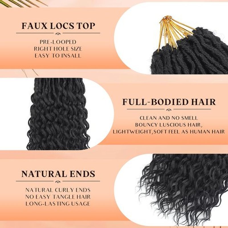 Short Deep Faux Locs Crochet Hair for Black Women-8 Packs 12 Inch Pre Looped Goddess Locs Crochet Hair With Curly Ends Prelooped Synthetic Crochet Braids,Lightweight& Natural Look(12",1B#)