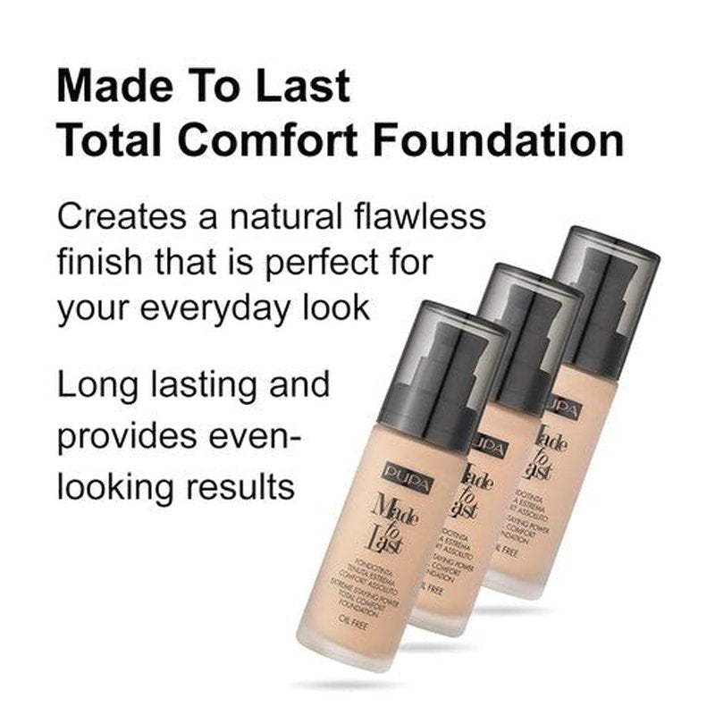 PUPA Milano Foundation - Made To Last Extreme Hold Fluid - Long-Lasting Comfort - Light Beige - 1.01 Oz