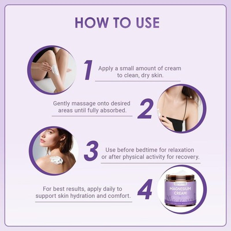 Doracome Magnesium Moisturizing Cream for Muscle Relief, Sleep Support and Stress Relief, Fast-Absorbing Formula,Skin Friendly,Lightly Scented(Orchid)
