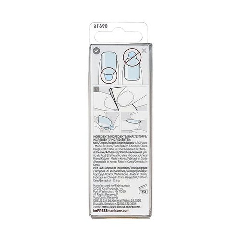 KISS imPRESS Color No Glue Mani 30 Pcs Press On Nails, Light Blue, Short Size, Oval Shape, Simple Peel & Press Easy Apply, Hassel-Free Removal, Essential Tools Included
