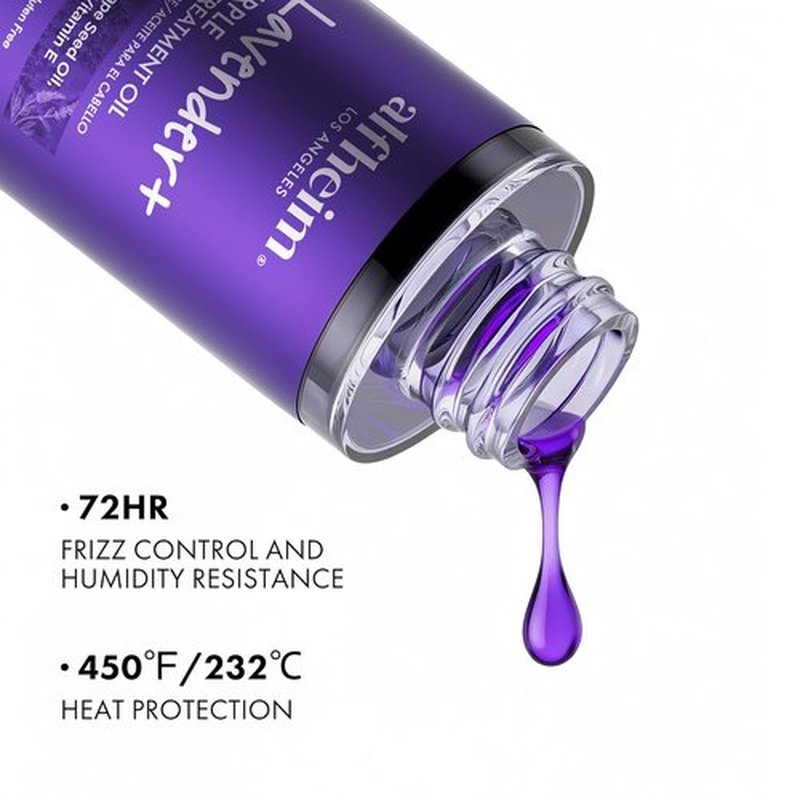 ALFHEIM Lavender+ Purple Hair Oil | Anti-Brass & Frizz Control Serum for Blonde & Color-Treated Hair – 3.38 oz / 100 ml