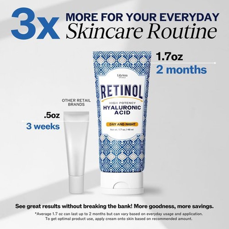 LilyAna Naturals Anti Aging Retinol Face Cream for Women – Wrinkle & Neck Cream for Firming, Retinol Moisturizer for Face with Hyaluronic Acid, Hydrating Night Cream for Fine Lines, Collagen Boost