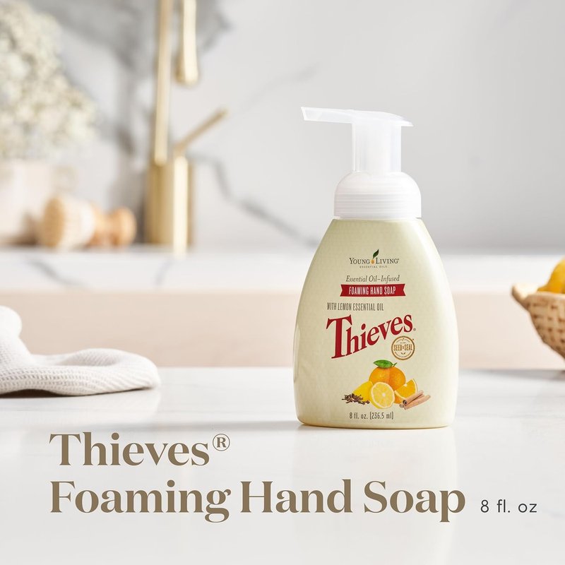 Young Living Thieves Foaming Hand Soap - Natural Essential Oil Formula, Moisturizing 8 fl oz - Gentle Daily Use