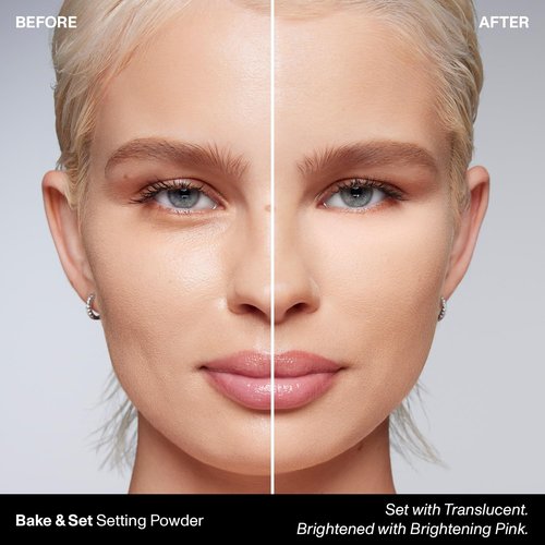Morphe Jumbo Bake & Set Setting Powder - Talc-Free, Lightweight Finishing Powder for Natural Glow - Brightening Pink (0.62 oz)