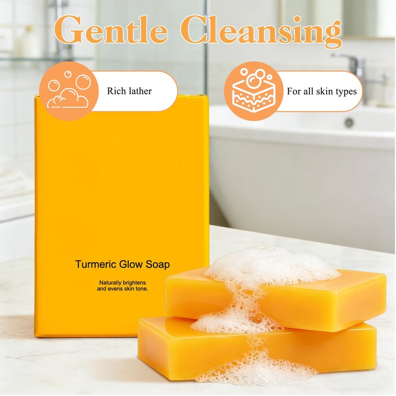 Lucift 2PCS Turmeric Wash Soap, Turmeric Cleansing Soap, Body Skin Care Handmade Soap, Gentle Formula for All Skin Types, Ideal for Face and Full Body Care