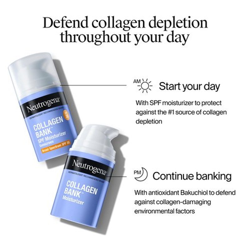 Neutrogena Collagen Bank Face Moisturizer with SPF 30 Sunscreen, Larger Size Anti-Aging Face & Neck Collagen Cream, Micro-Peptide, Support & Defend Skin’s Natural Collagen, 2.7 fl oz