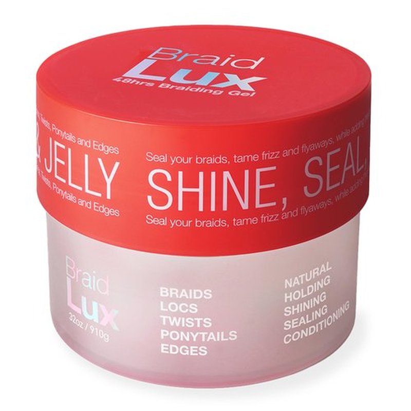Lux Collection Braiding Gel & Braid Sealer for Box Braids - Braid Lux Gel for Braids, Locs & Twists with Castor Oil & Biotin, Non-Flaking, High Shine, 32 Ounce, Original