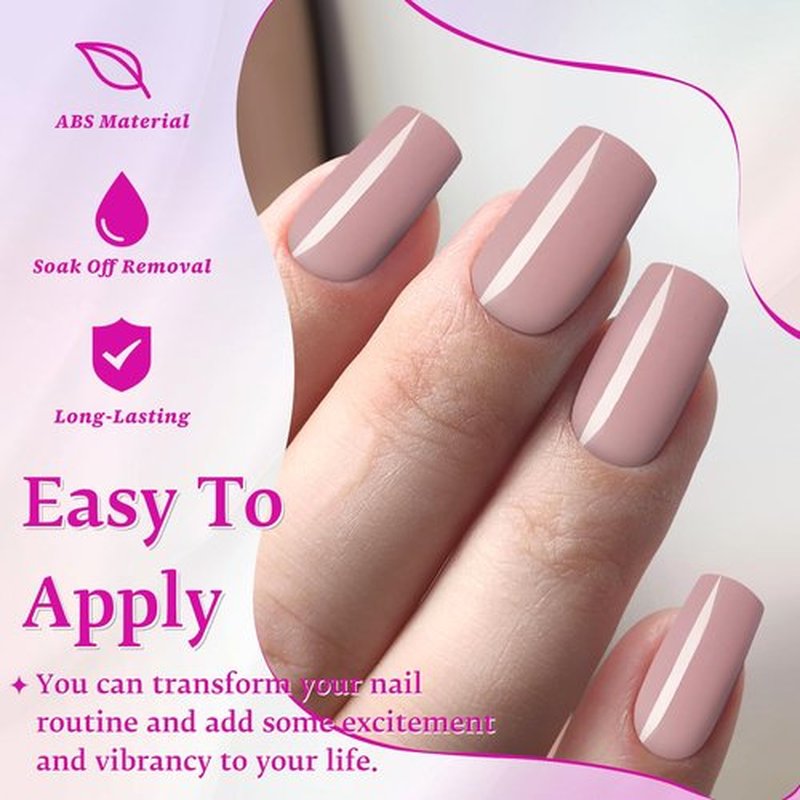 LoveOurHome 240pc Square Press on Nails Medium Fake Nails with Glue & Tabs, Medium Nails Press on Nails Square Acrylic Nails Nude Tan Glue on Nails False Nails Artificial Fingernails Stick on Nails