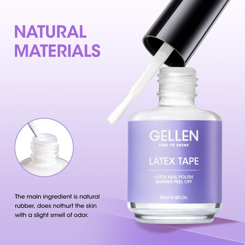 Gellen Latex Tape for Nails, Fast Drying Liquid Latex Nail Polish Barrier Peel off Latex Tape Kit Cuticle Guard for Nail Art Liquid Latex Barrier Protector