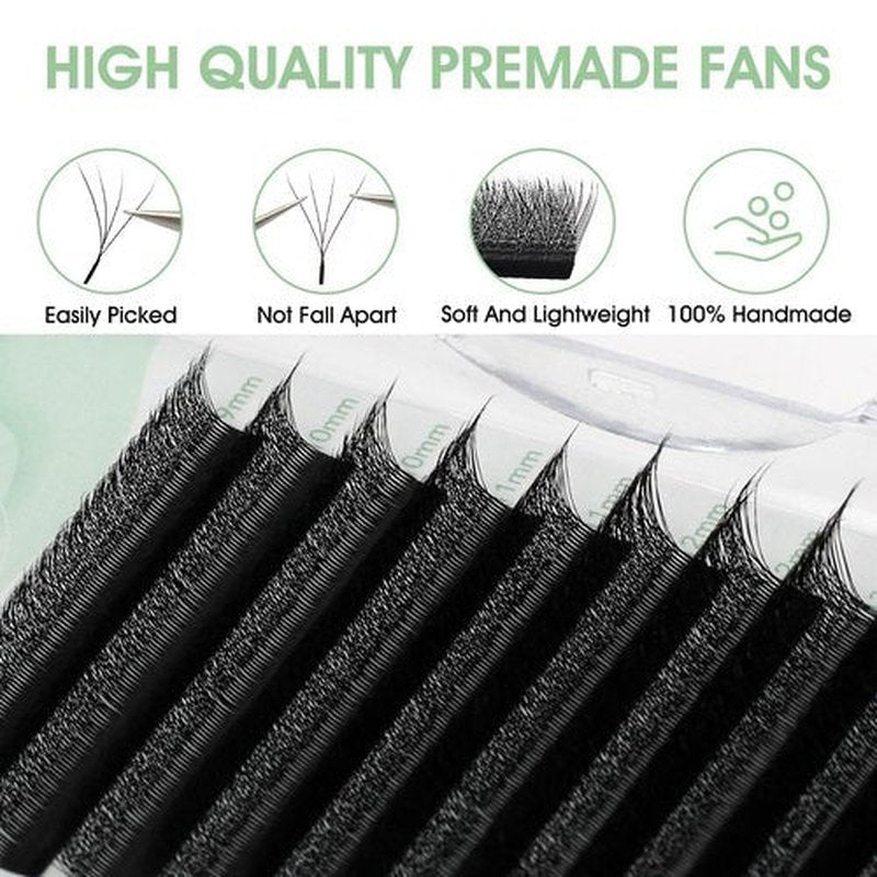 NATUHANA Eyelash Extensions 0.07 D Curl 8-14mm W Shaped Clover Classic Easy Fan Permanent Volume Lash Extensions Automatic Blooming Flower Lash,Professional Supplies for Lash Techs(4D,0.07-D,8-14 Mix)