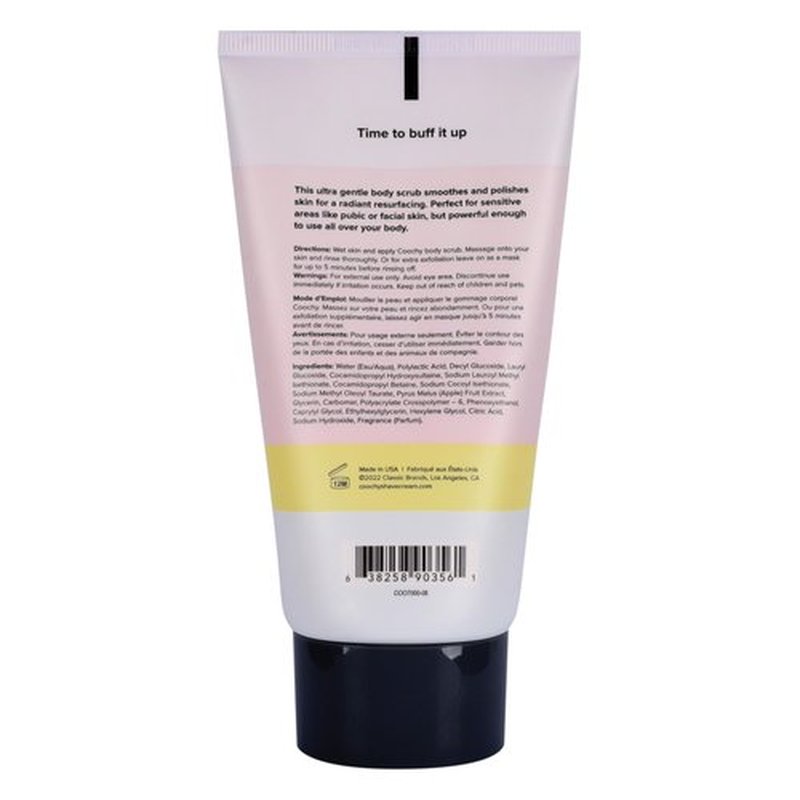 Coochy Ultra Smoothing Body Scrub | Gentle Exfoliating Body Scrub for Sensitive Skin | Removes Dead Skin Cells, Prevents Ingrowns | Paraben-free, Cruelty-free | Mango Coconut 5 oz/148 mL