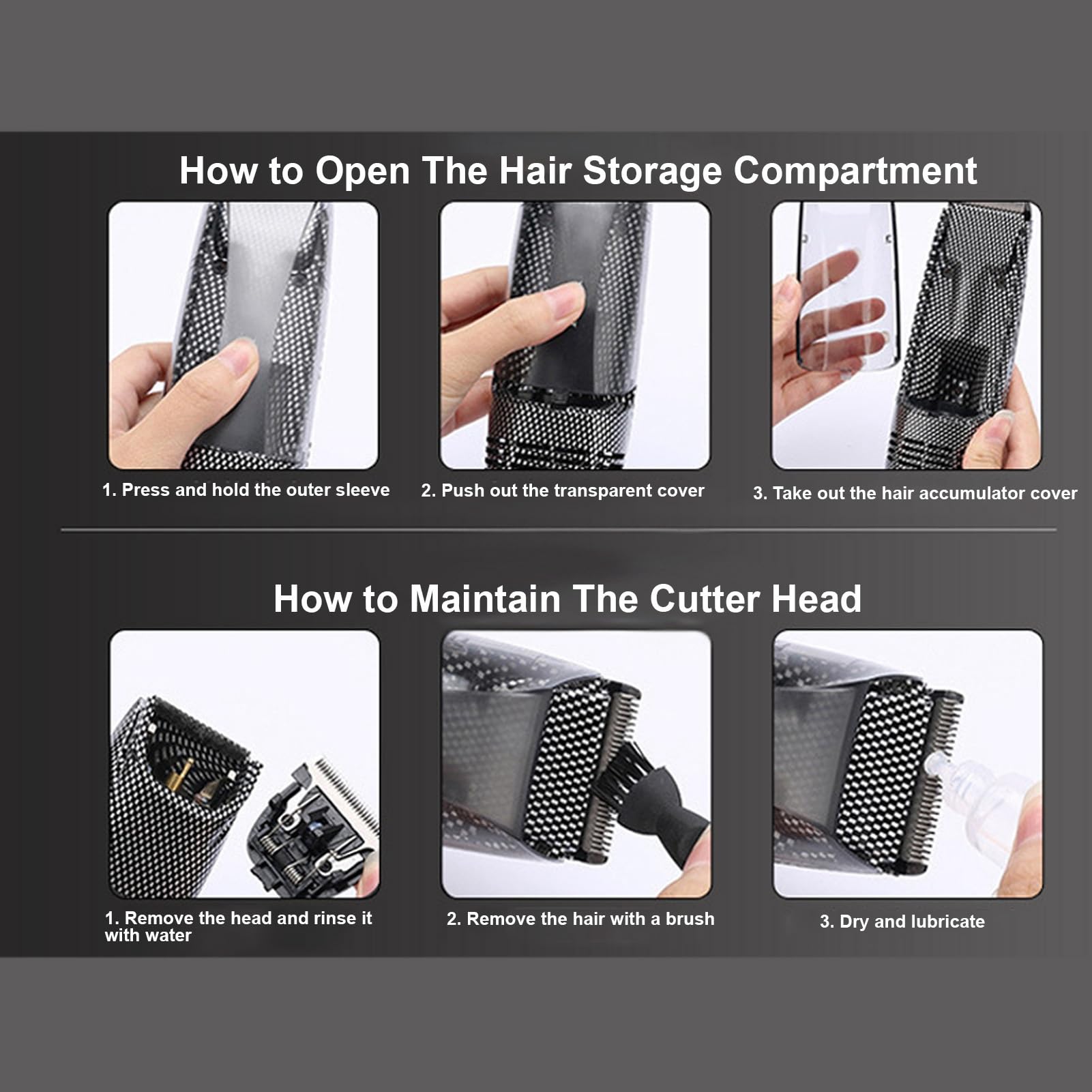 Diydeg Electric Hair Clipper, USB Recharge Light Vacuum Hair Trimmer with Automatic Hair Suction, Electric Body Hair Trimmer with 4 Combs, Cordless Haircut Toddler Haircut Kit