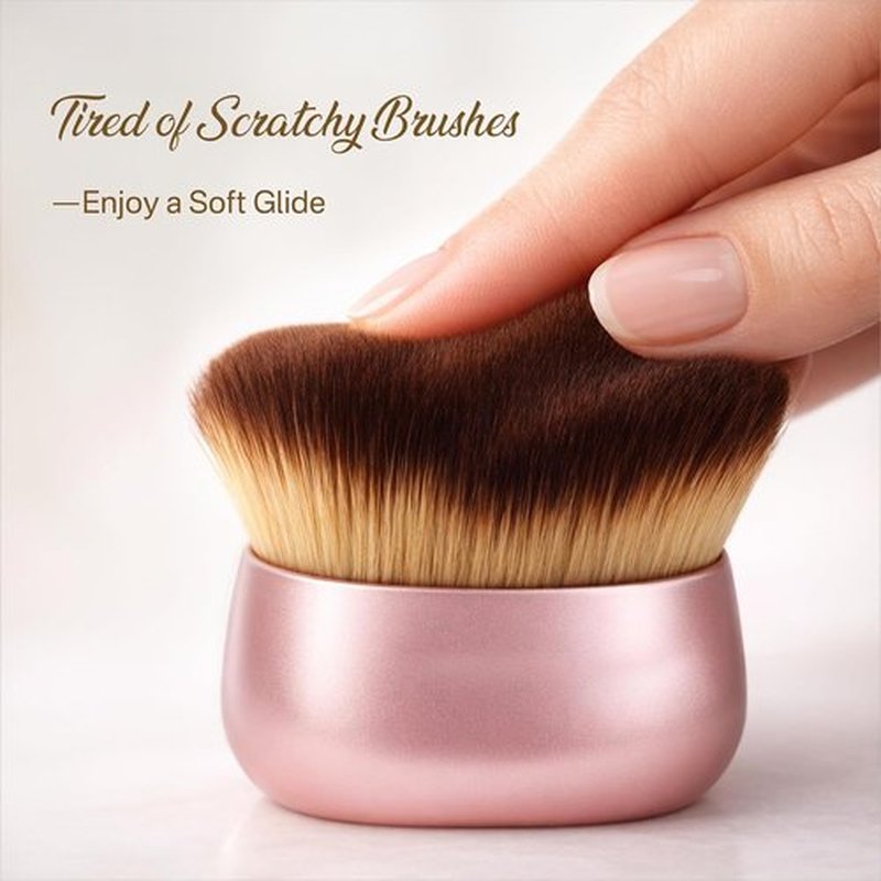 Skiennix Kabuki Self Tanner Brush - Large Vegan Body Makeup Brush for Even Coverage | Soft & Dense, Pink