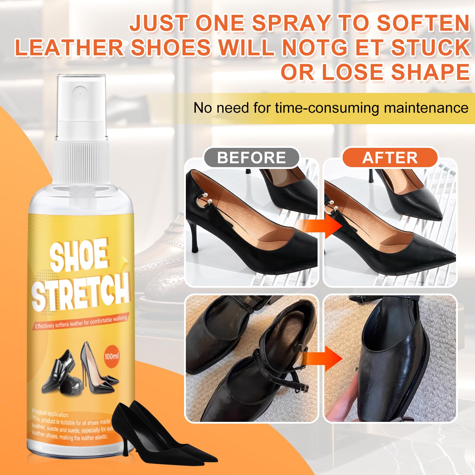 kuailaya Shoe Stretch Spray, Professional Shoe Stretcher Boot Stretcher