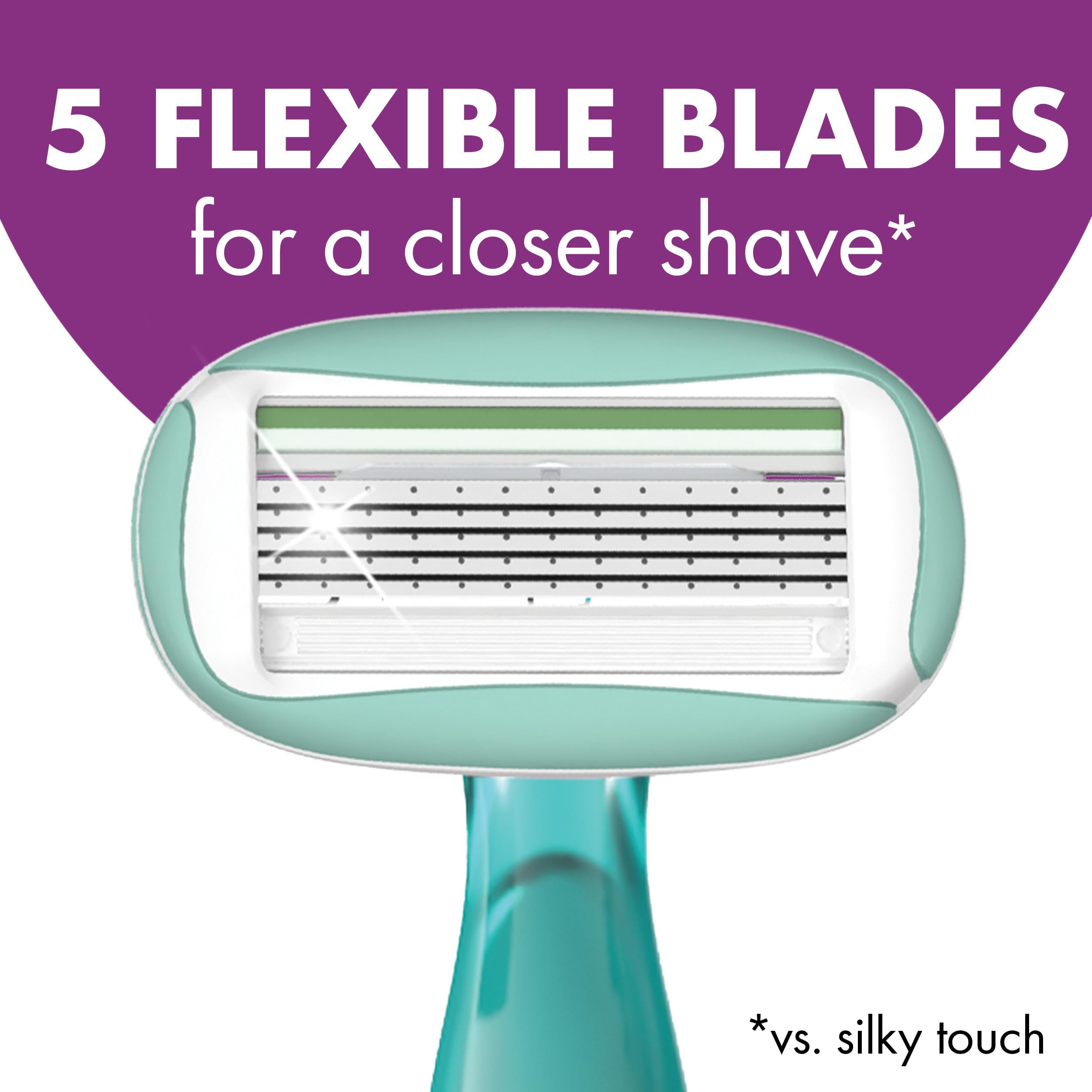 BIC Soleil 5 Sensitive Women's Disposable 5 Blade Razors, 360 Degree Moisture Strips, Anti-Slip Grip, 10-Pack
