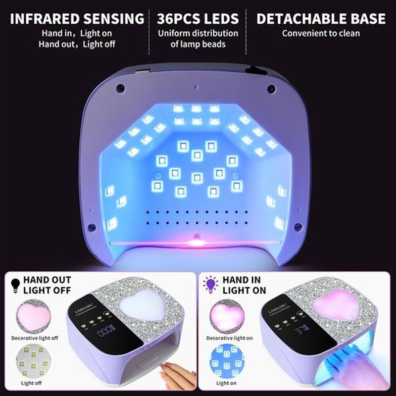 LIMEGIRL UV LED Nail Lamp Kit - Fast Curing Gel Polish Dryer with 4 Timer Settings | Cordless & Rechargeable for Home & Salon Use