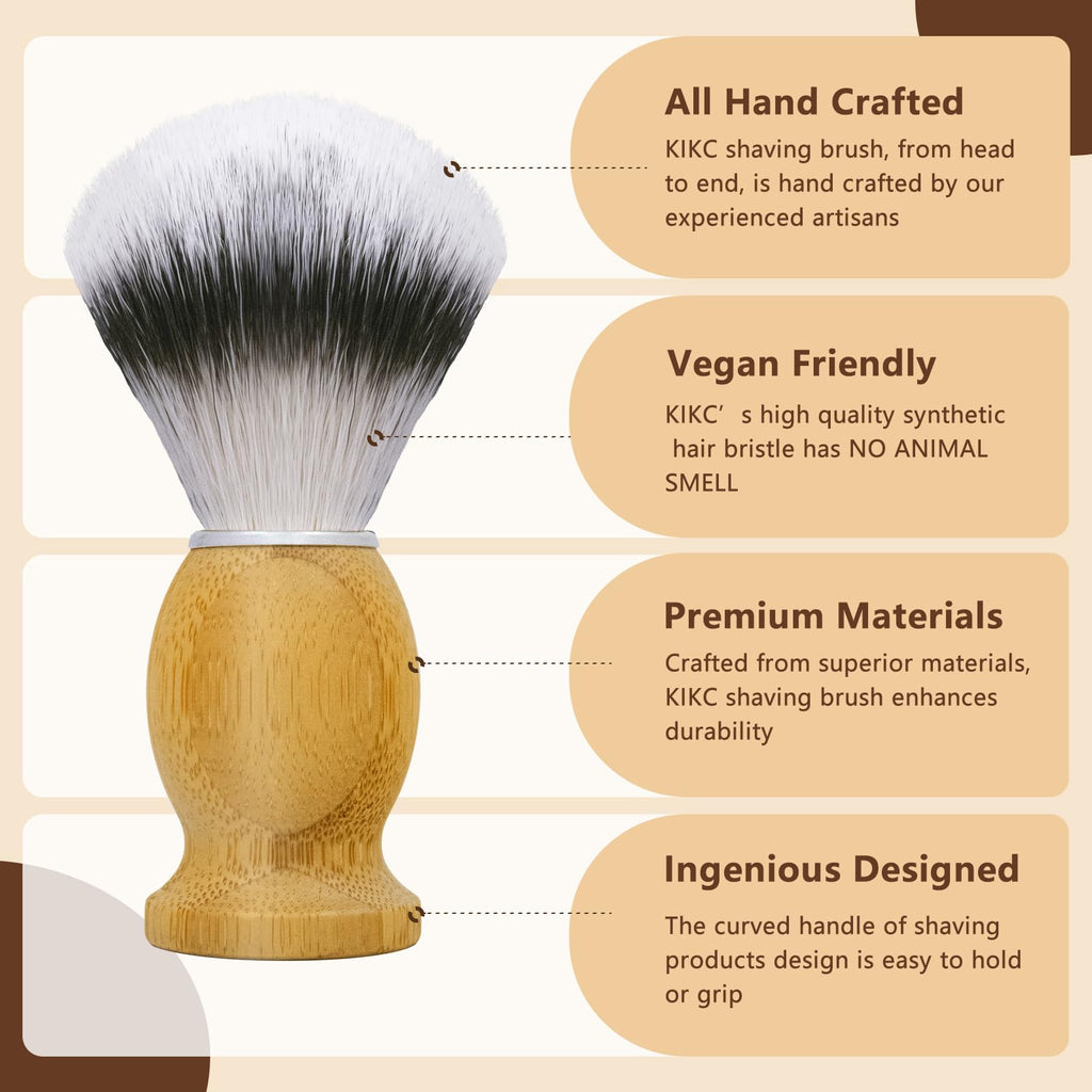 Kikc 5 in 1 Shaving Kit, Shaving Brush Kit for Men,Set Include Synthetic Shave Brush, Stainless Lathering Bowl, Shave Brush Stand, Shaving Cream, Shave Manual, Best Gift for Bearded Man,Silvery Set