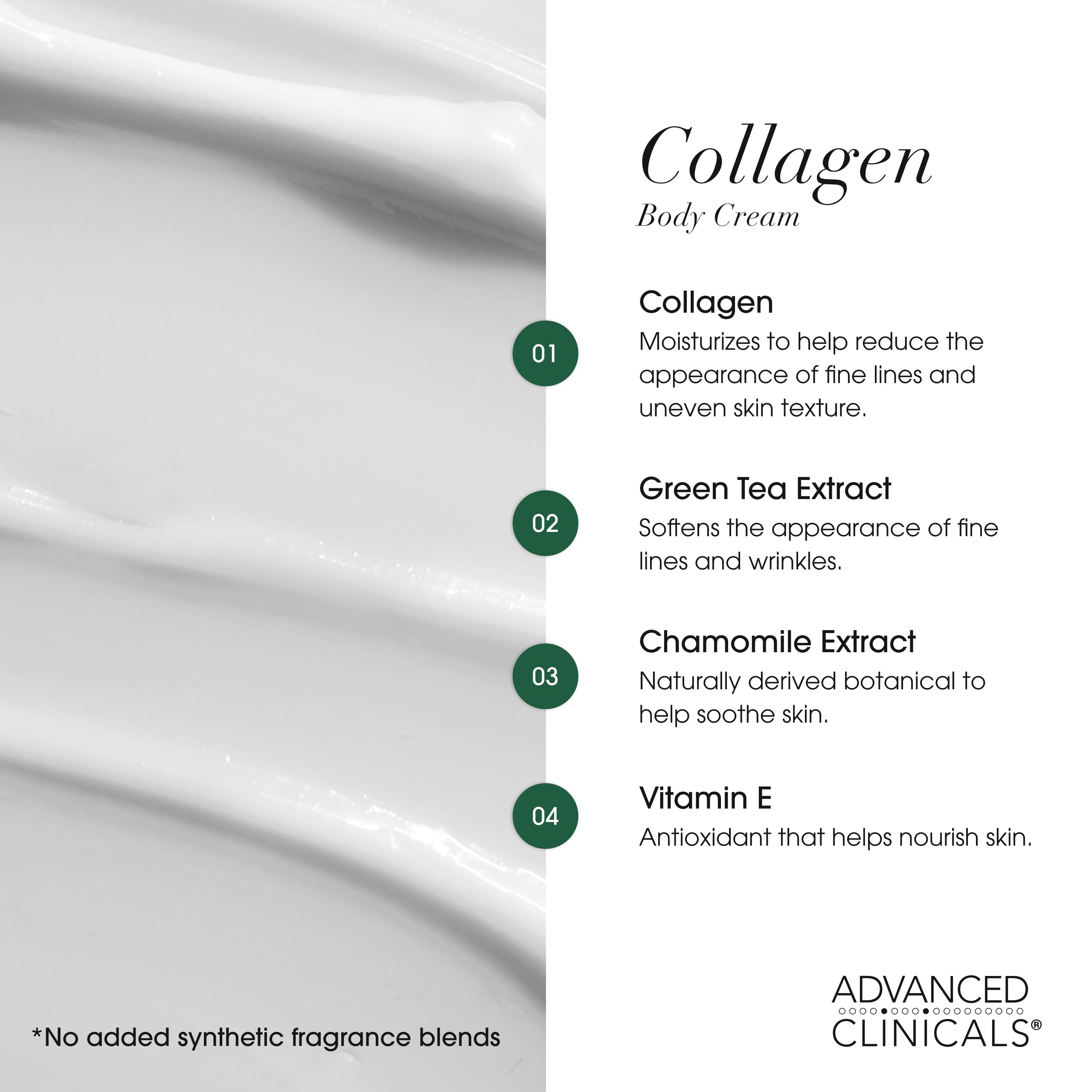 Advanced Clinicals Collagen Cream Body & Face Moisturizer | Dry Skin Rescue Collagen Lotion | Skin Tightening Cream | Firming + Tightening Lotion | Body Skin Care Products, 16 Ounce