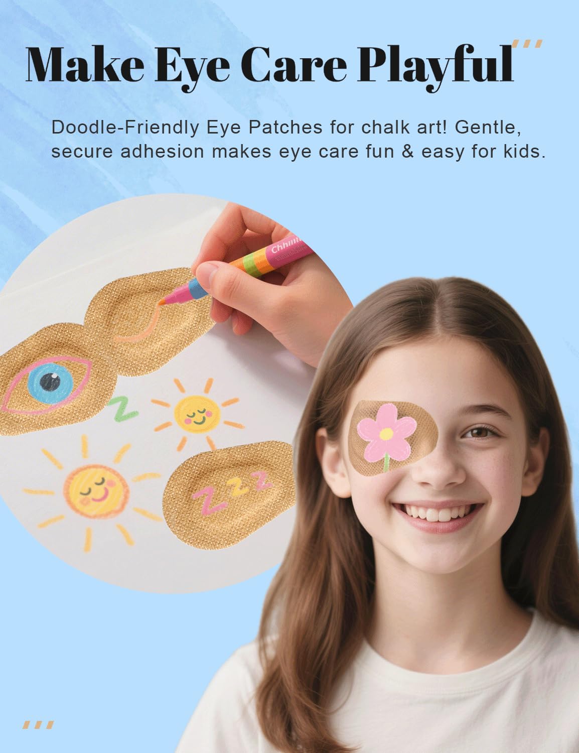 THSIREE 100 Pcs Adhesive Eye Patches for Kids, Medical Eye Patch Disposable Breathable Eyepatch for Amblyopia Lazy Eye Latex Free Adhesive Bandages for Children, 2.95 × 1.97 inches, Nude Color