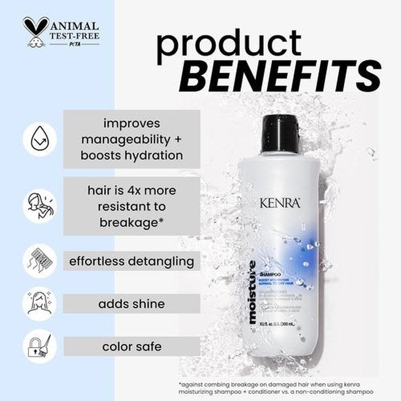 Kenra Moisture Shampoo - Boost Hydration & Shine | Nourish Dry Hair | Color Safe | 33.8 Fl Oz