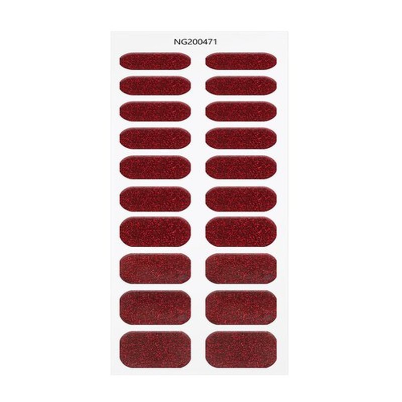 JMEOWIO Gel Nail Stickers Dark Red Glitter Christmas Semi Cured Gel Nail Strips Wraps UV/LED Nails Art Design Decoration Accessories