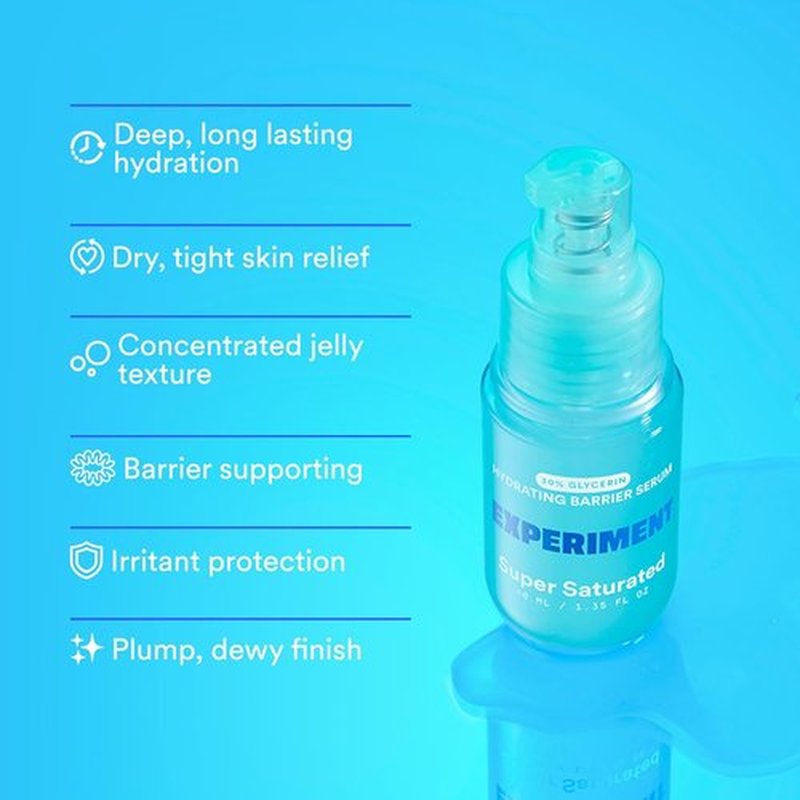 Experiment Super Saturated Ultra Hydrating Barrier Serum - 30% Glycerin & Polyglutamic Acid for Plump, Dewy Skin | 1.35 FL OZ