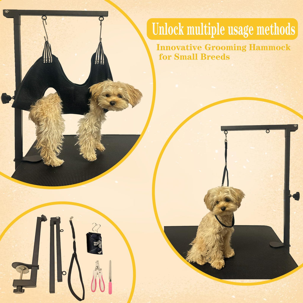 tiuire Dog Grooming Arm with Hammock & Loop – Professional Pet Grooming Kit for Small Dogs – Includes Nail Clippers & Nail File – Essential Dog Grooming Supplies for Home Use