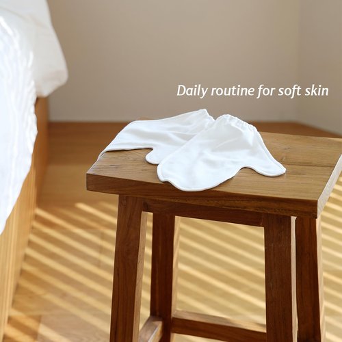 Manu&Pod Medium 3 Pairs Overnight Cotton Mitten Gloves for Dry Hands, Eczema & Psoriasis l Moisturizing Gloves for Women & Men l Wristband, White